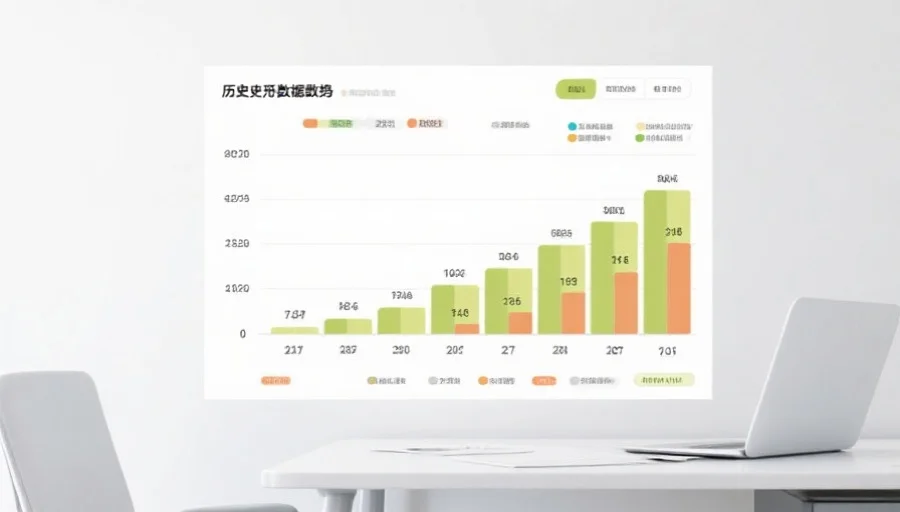 一张展示历史开奖数据趋势的可视化图表，清晰标注不同日期和数字分布，背景为简洁的白色办公桌